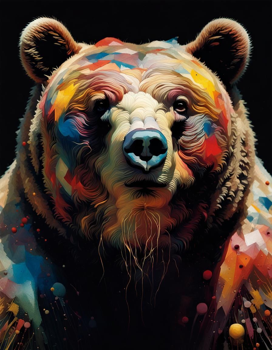 Demonic Cyborg Bear Microphotograph in Volcanic Hyperspace