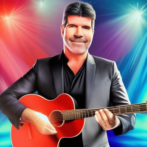 Simon Cowell on AGT Stage in Splash Art Style