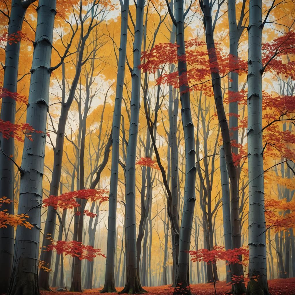 Warm Spring Morning Landscape with Vibrant Trees