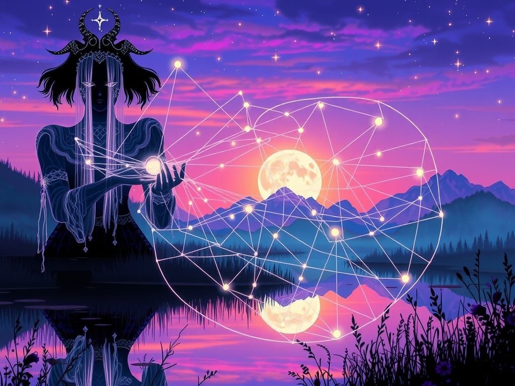 Lunara, Mystic Goddess of Dreams and Night, Weaves Celestial...