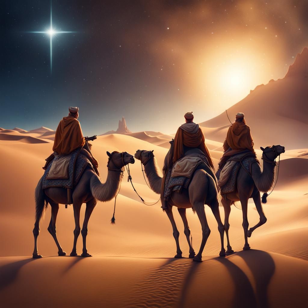 Wise Men Journey Through Desert Night