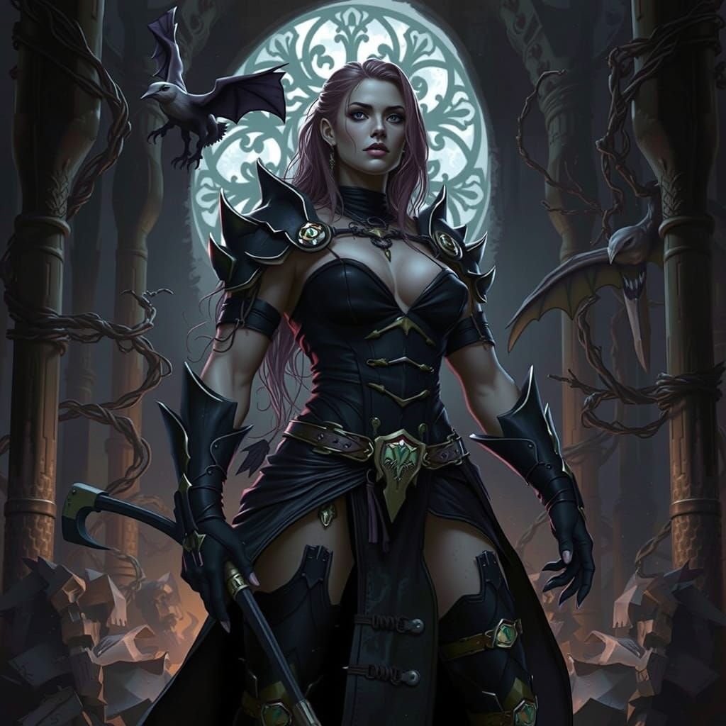 Powerful Drow Warrior in Dark Fantasy Style