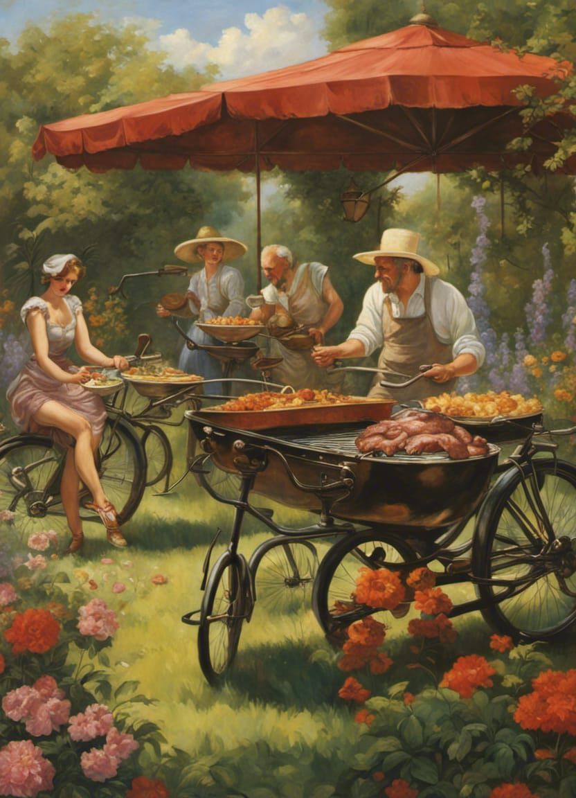 Barbecue Party in a Sunny Garden, Gerald Brom Art