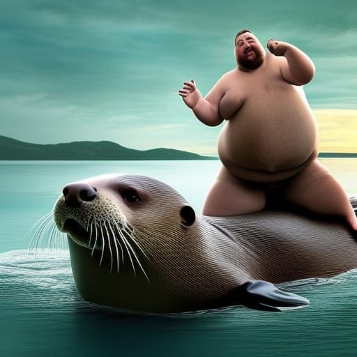 Man Rides Otter: Epic Digital Matte Painting