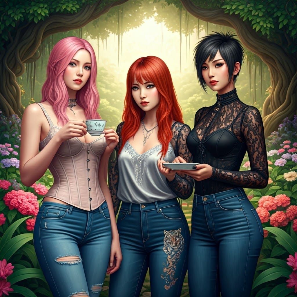 Fantasy Garden Gathering in Vibrant Colors