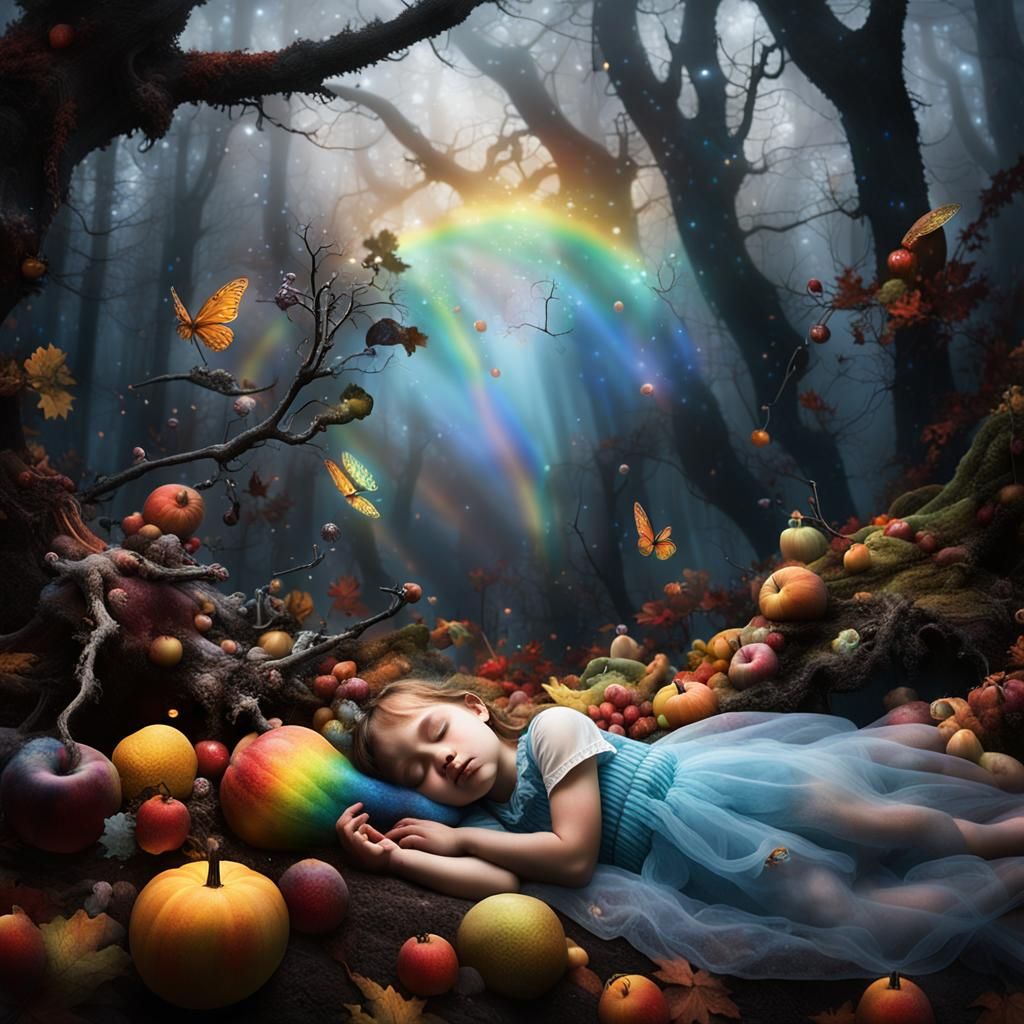 Dreamer in Autumn Forest: Surreal Rayograph
