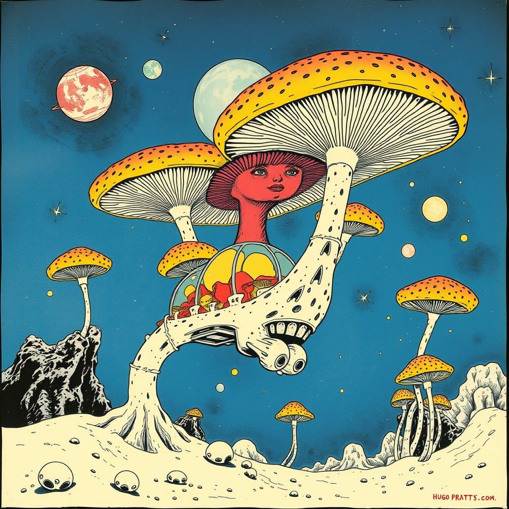 Surreal Spaceship Embarks on Psychedelic Journey