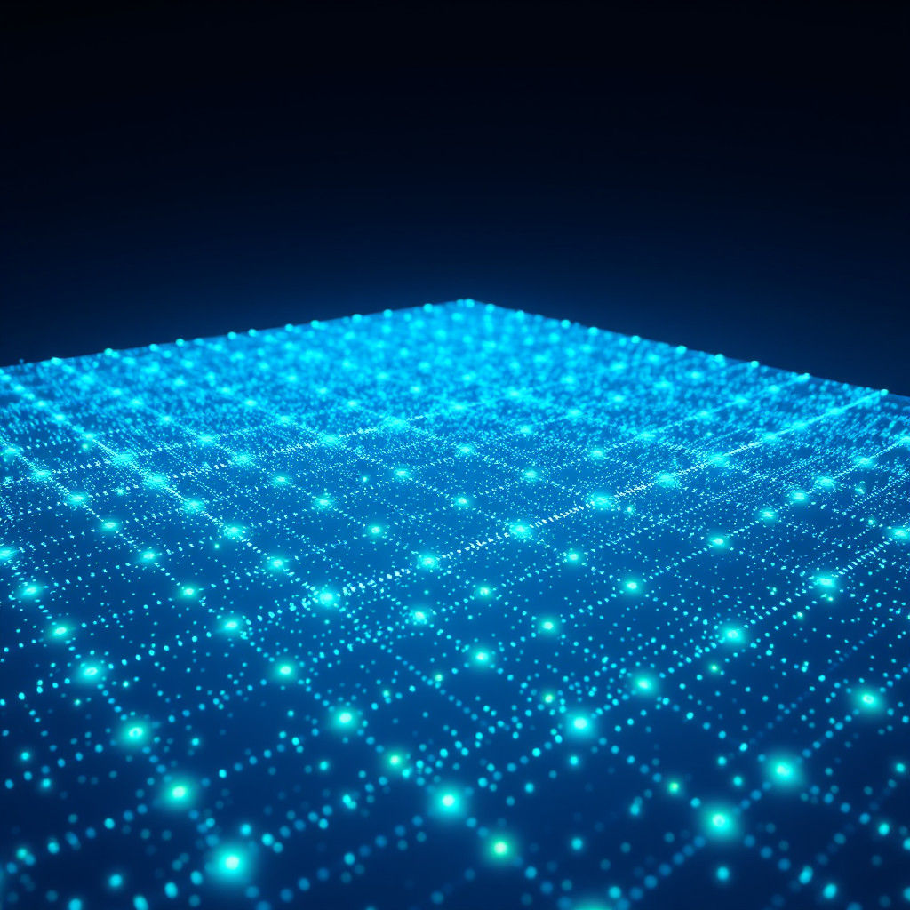 Futuristic AI Matrix in Neon Blue and Green