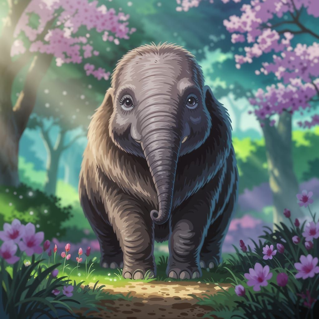 Adorable Elephant Creature in Enchanted Forest