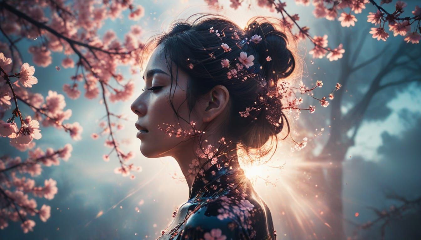 Dreamlike Japanese Dusk Silhouette Portrait