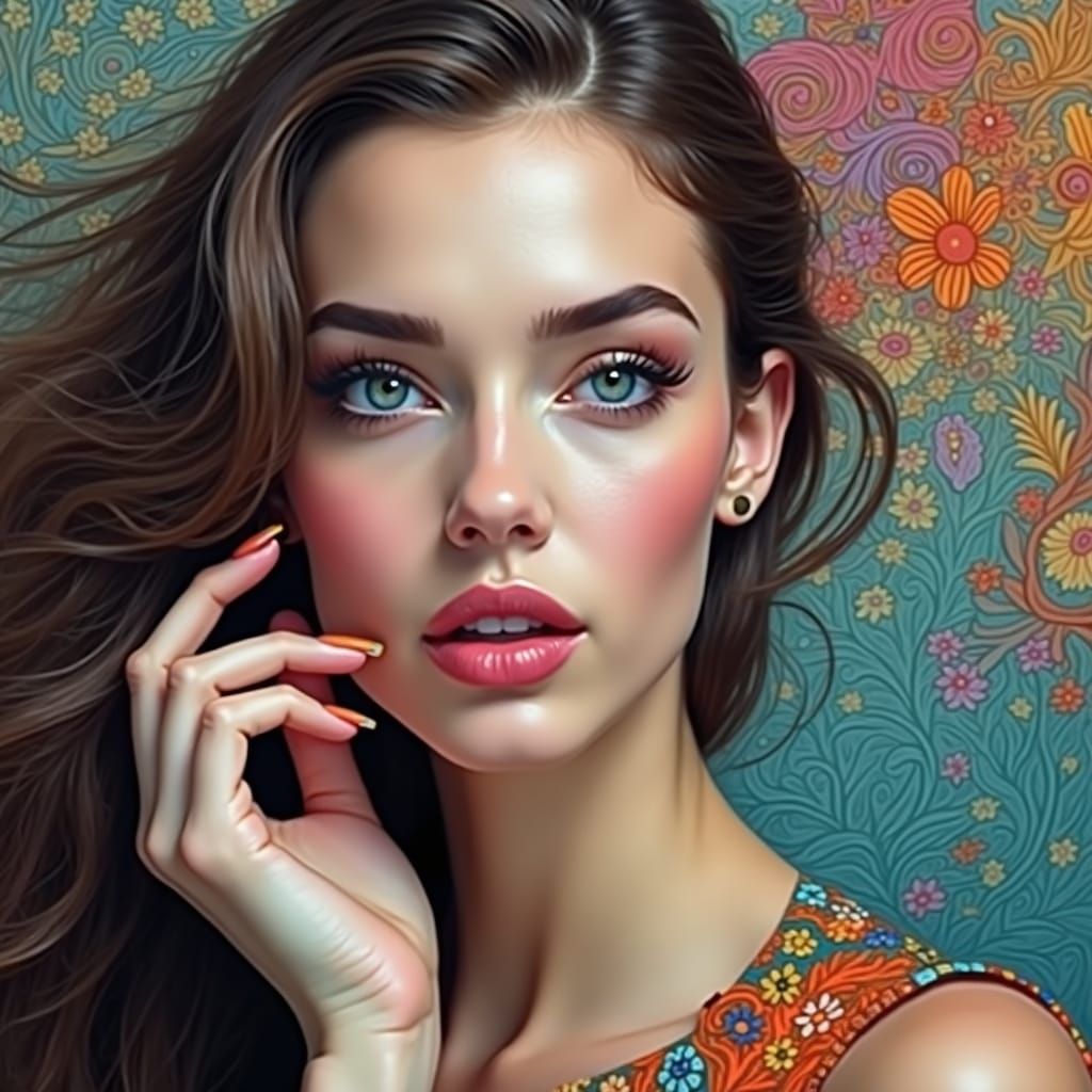 Woman in Kaleidoscopic Dreamscape, Abstract Expressionism