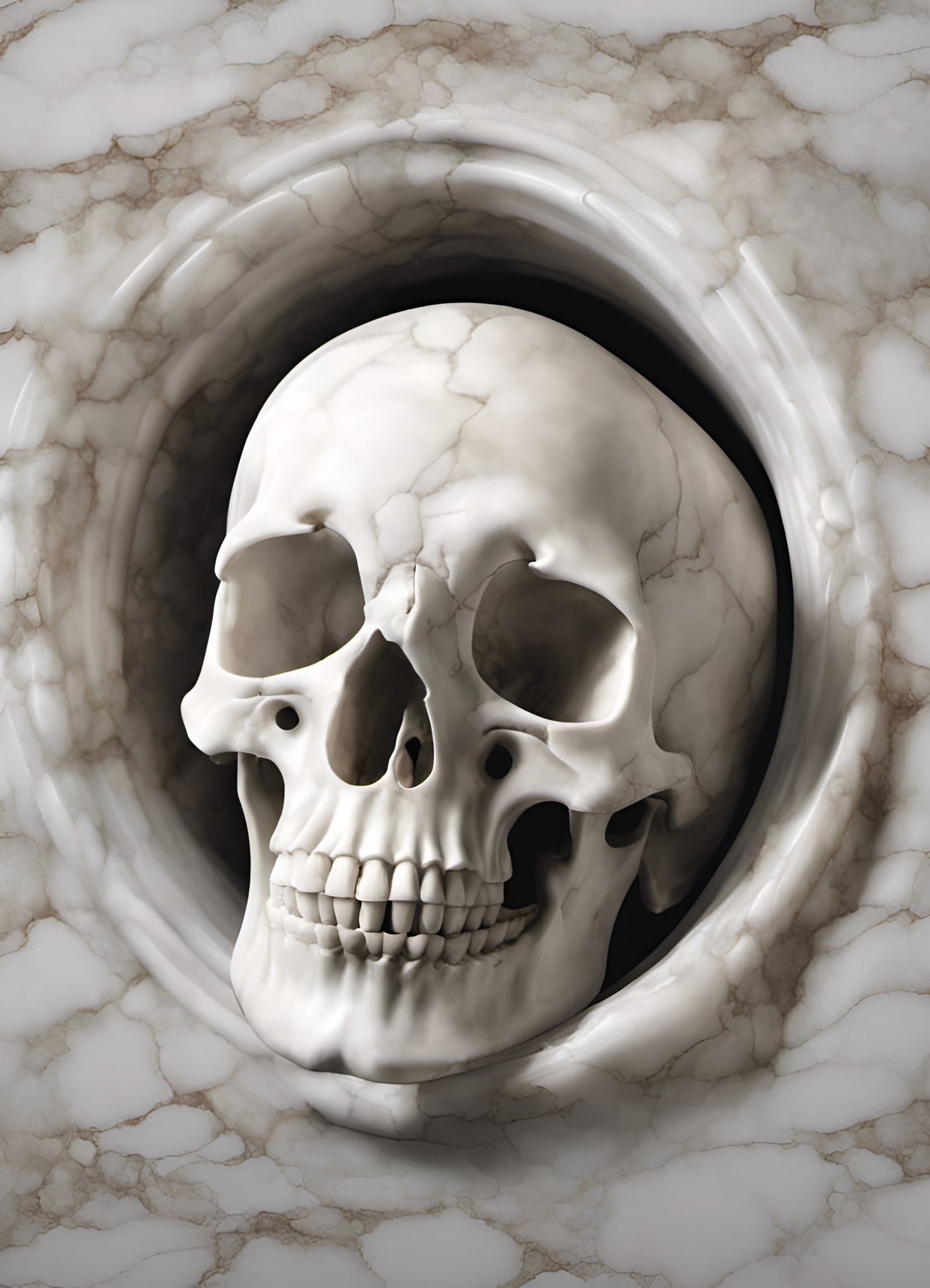 "Marble Morte Elegance: A Baroque 'Memento Mori' Representation".
