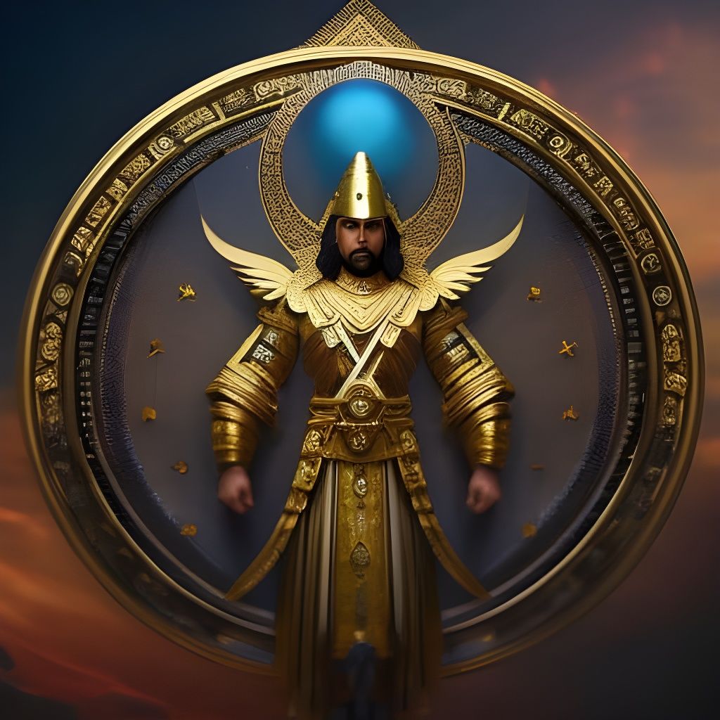 God of Time Shield: Mythological Dark Fantasy Art