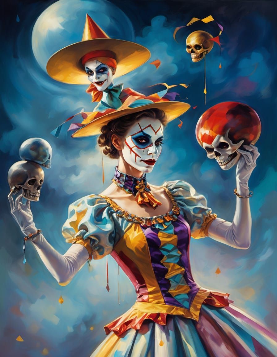 Harlequin Goddess in a Colorful Dream
