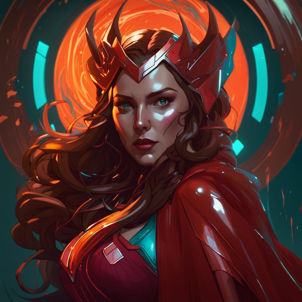 Scarlet Witch Concept Art in Digital Painting Style