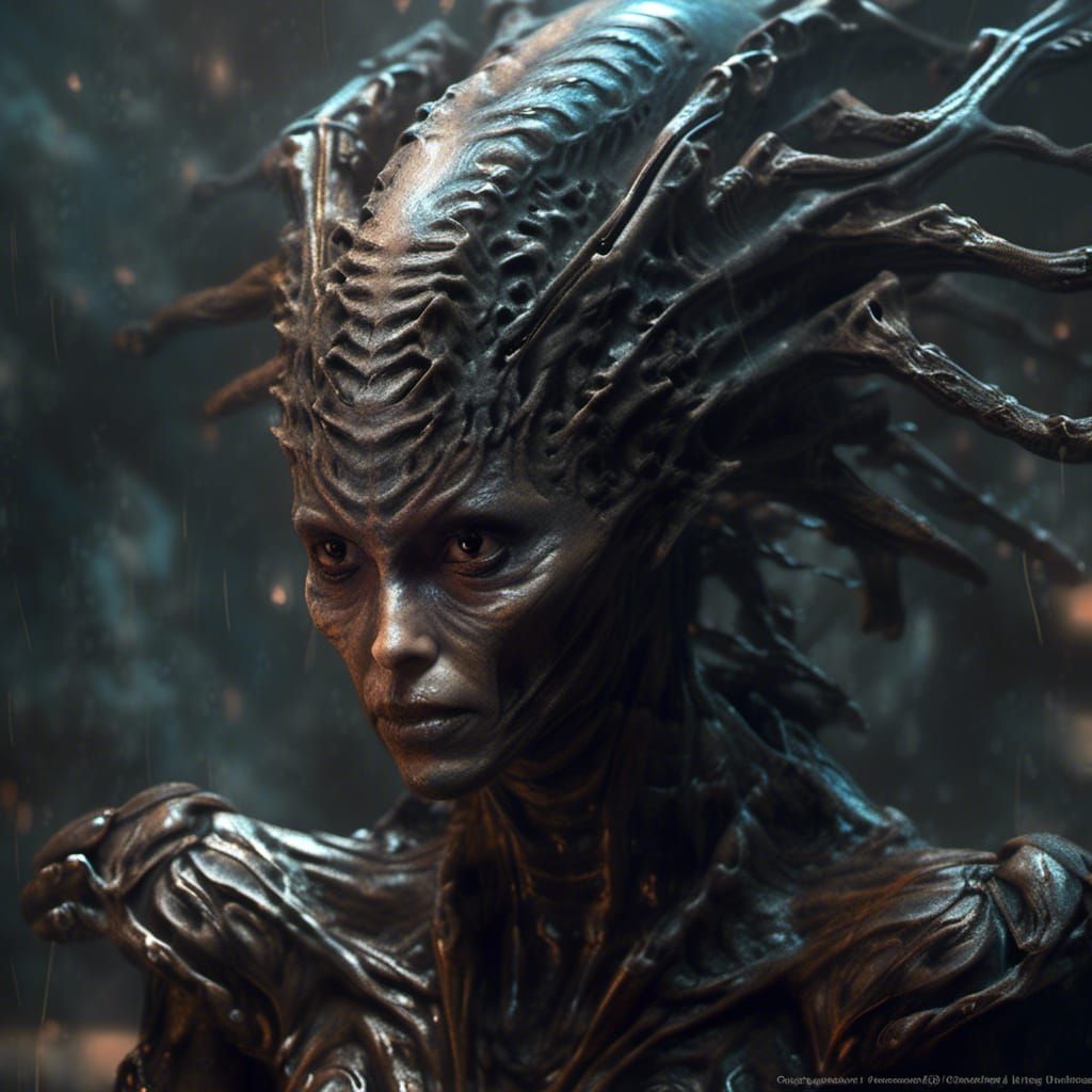Alien Woman Killer Look in Dark Fantasy Style