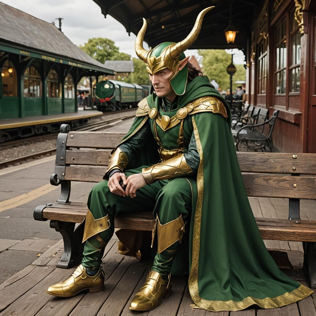 Loki at a Vintage Train Station