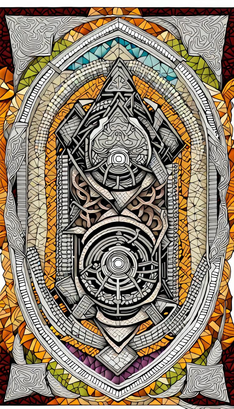 Sacred Geometry Mandala in Psychedelic Art Deco Style