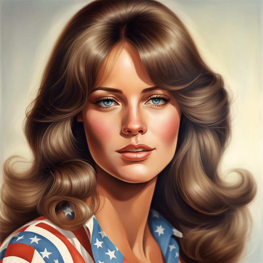 Realistic Portrait of a 1970s American Woman