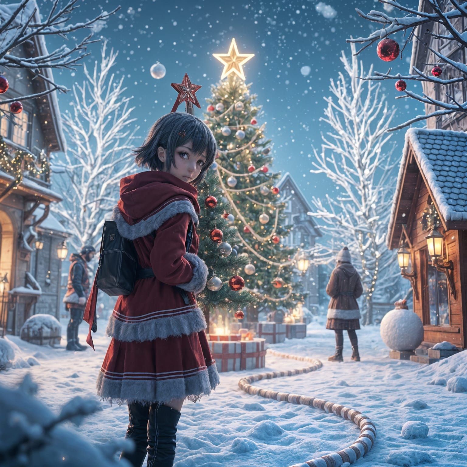 Breathtaking 8K Anime Concept Art of a Christmas Wonderland