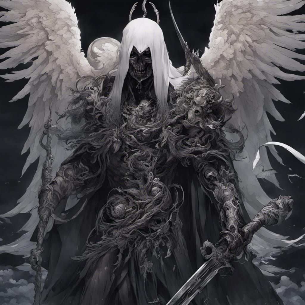 Hyperrealistic Thanatos in Anime Art Style