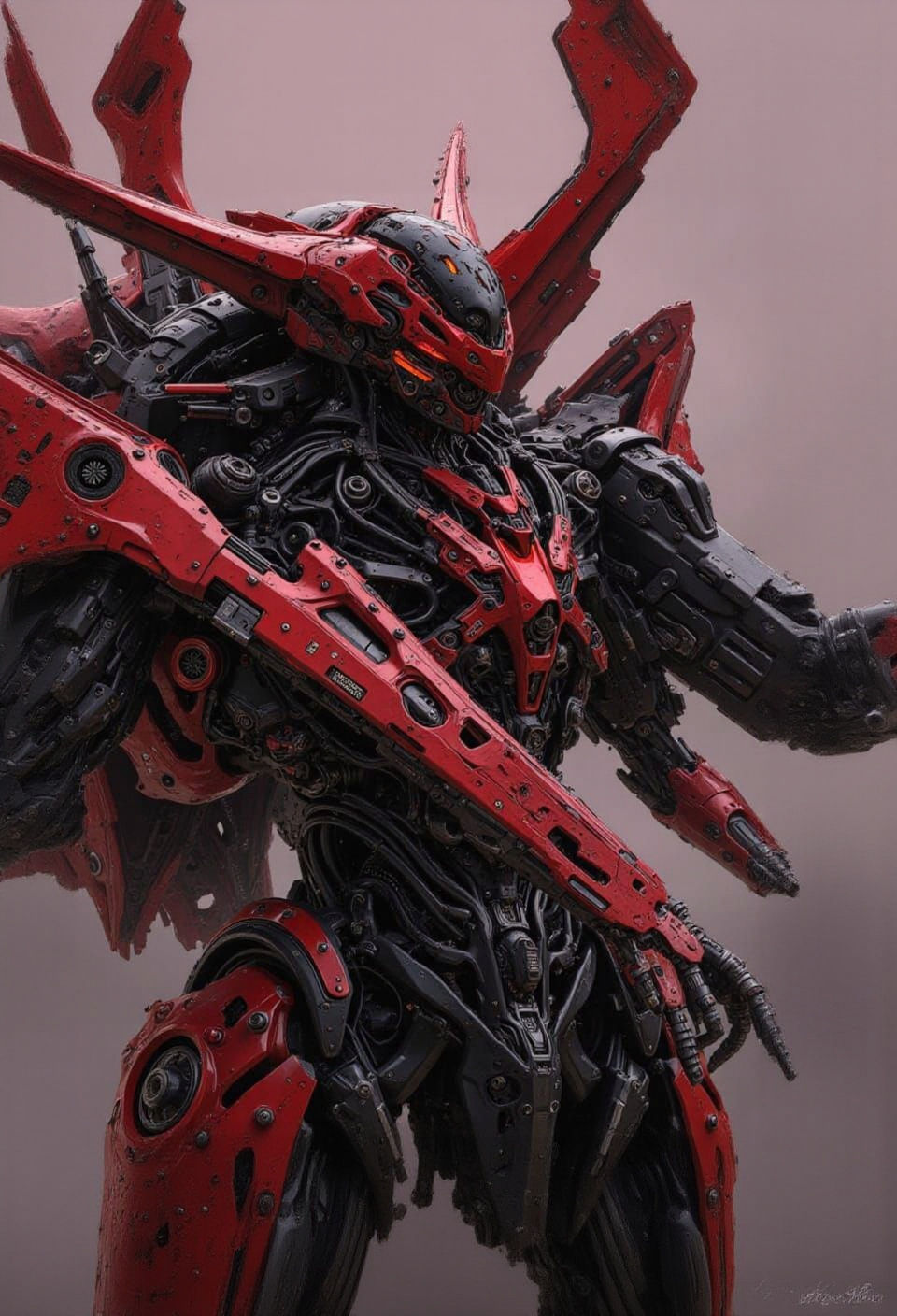 Epic Female Robot with Laser Canon, Anime Mecha Style