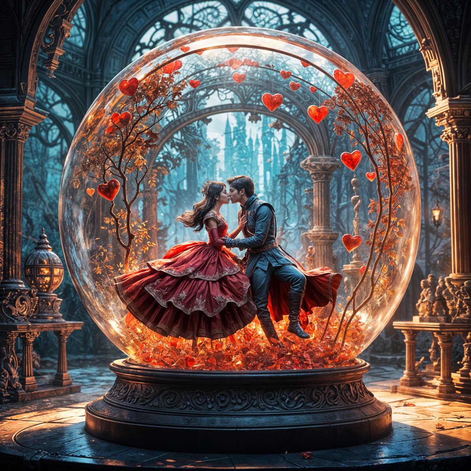 Glass Princess Receives a Gentle Glass Kiss