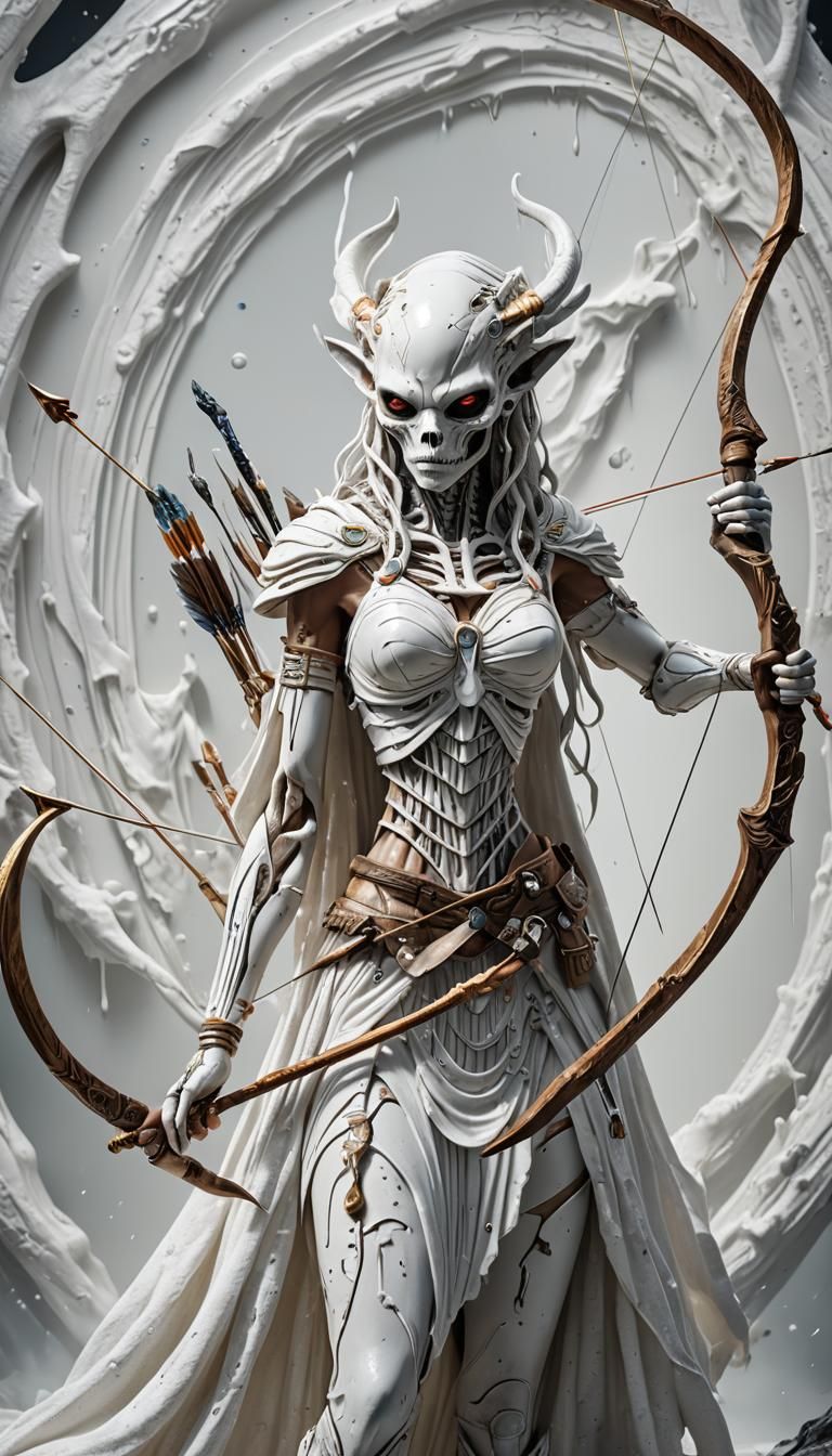 Psychedelic Milk Alien Archer Goddess