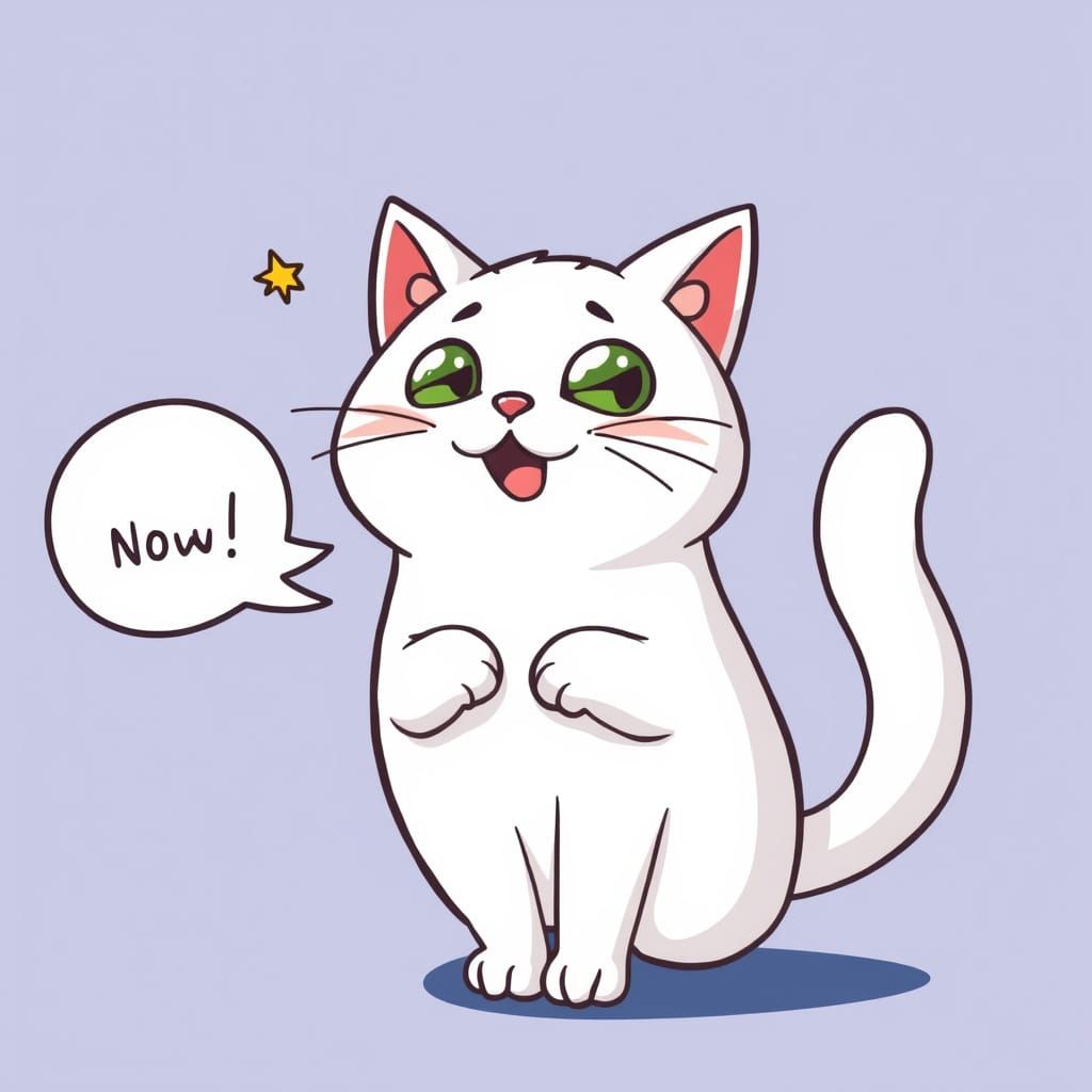 Whimsical Cartoon Cat Ghost in the Present