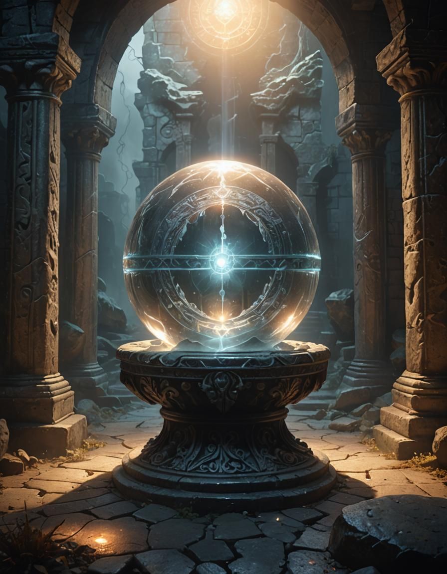 Mystical Crystal Orb in Fantasy Crypt: High-Fantasy Concept ...