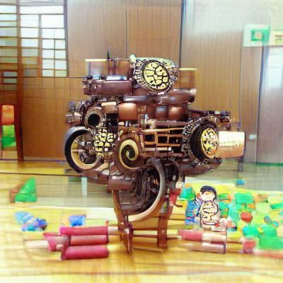 Steampunk Engine Meets Japanese Childhood