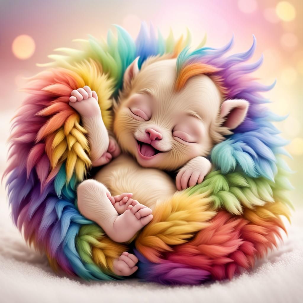 Rainbow Griffin Cub in Pastel Colors