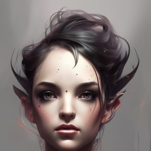 Feminine Black Swan Portrait in Art Nouveau Style