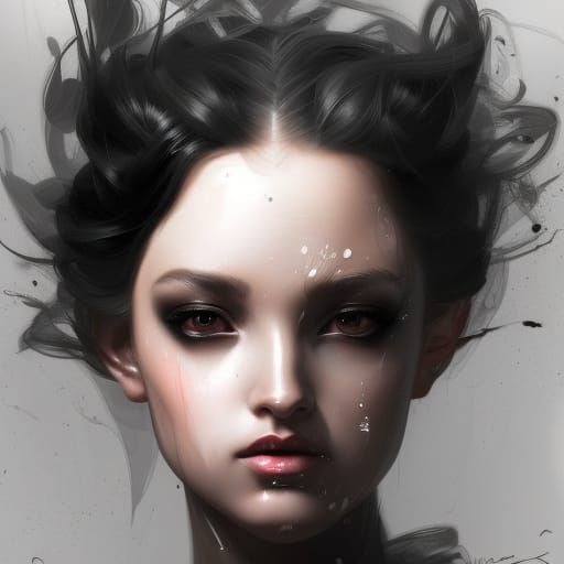 Feminine Black Swan Portrait in Hyperdetailed Art Style