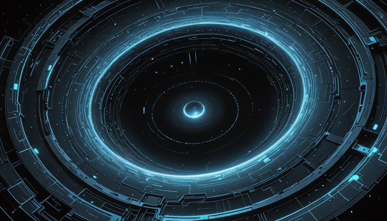 Cosmic Black Hole Projection in Retro-Futuristic Style