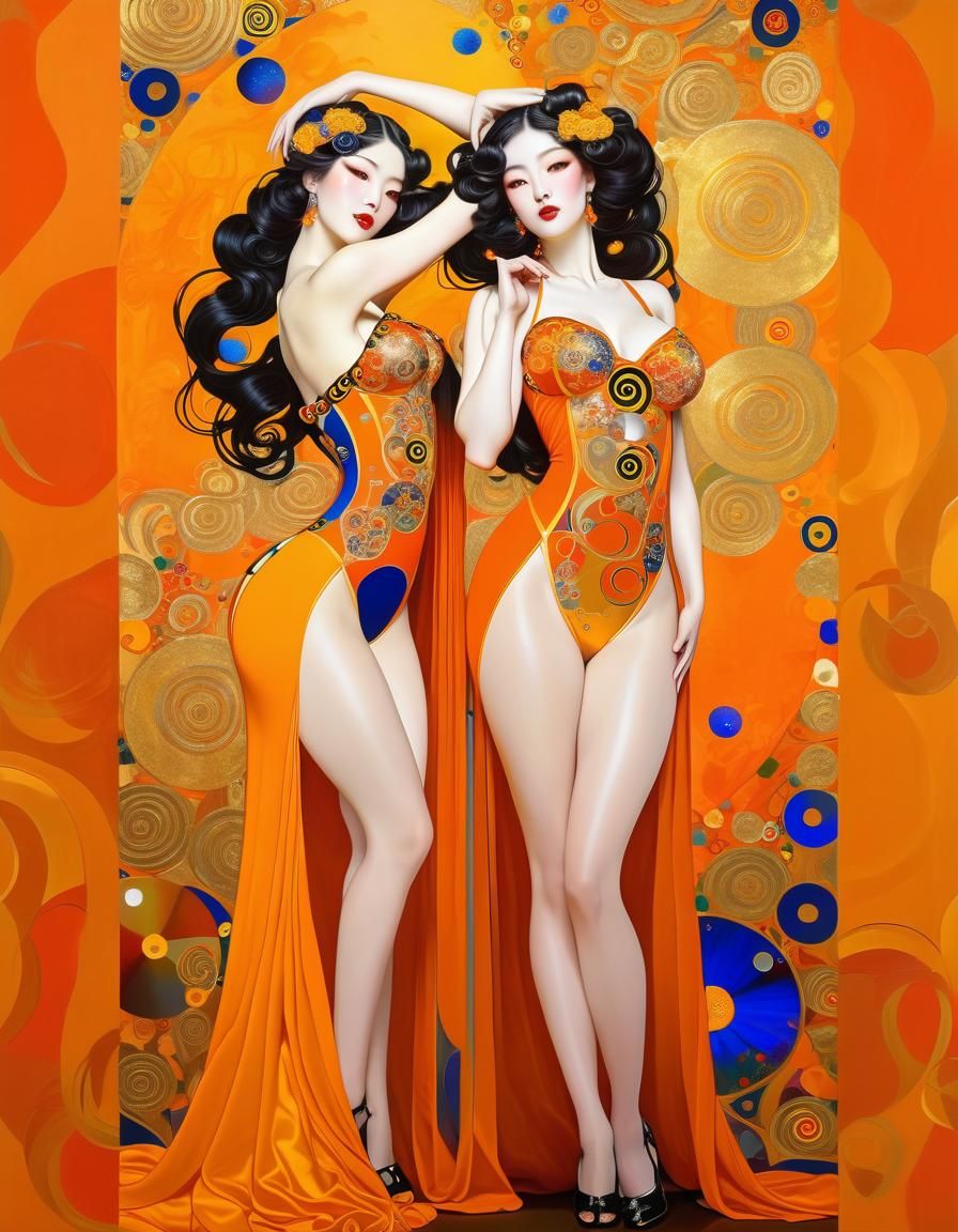 Gustav Klimt-Inspired Fantasy Painting: Ancient Greek Goddes...