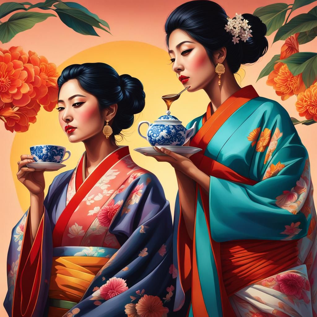 Kimono and Sari: A Colorful Tea Party