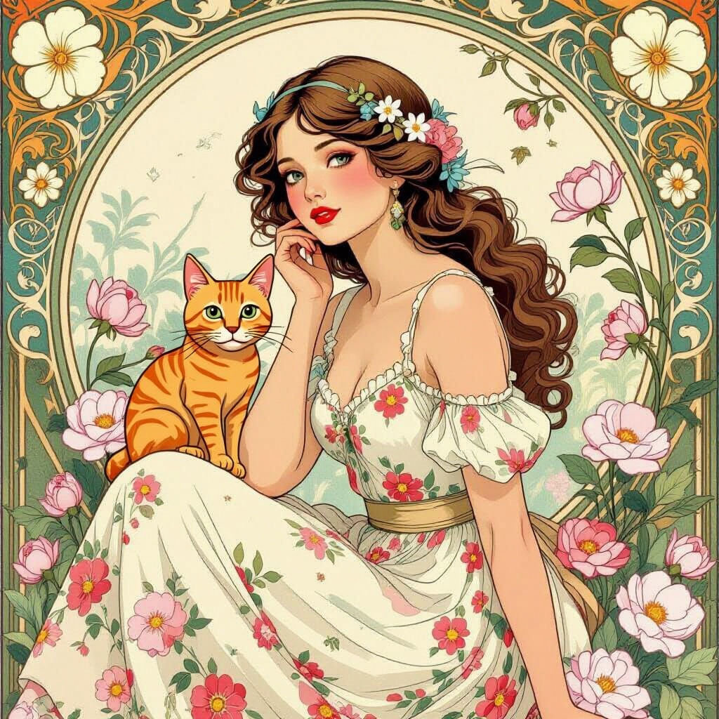 Girl with Flower: A Beautiful AI Portrait