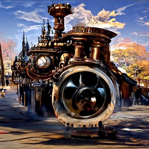 Steampunk Engine: Detailed Matte Oil Painting