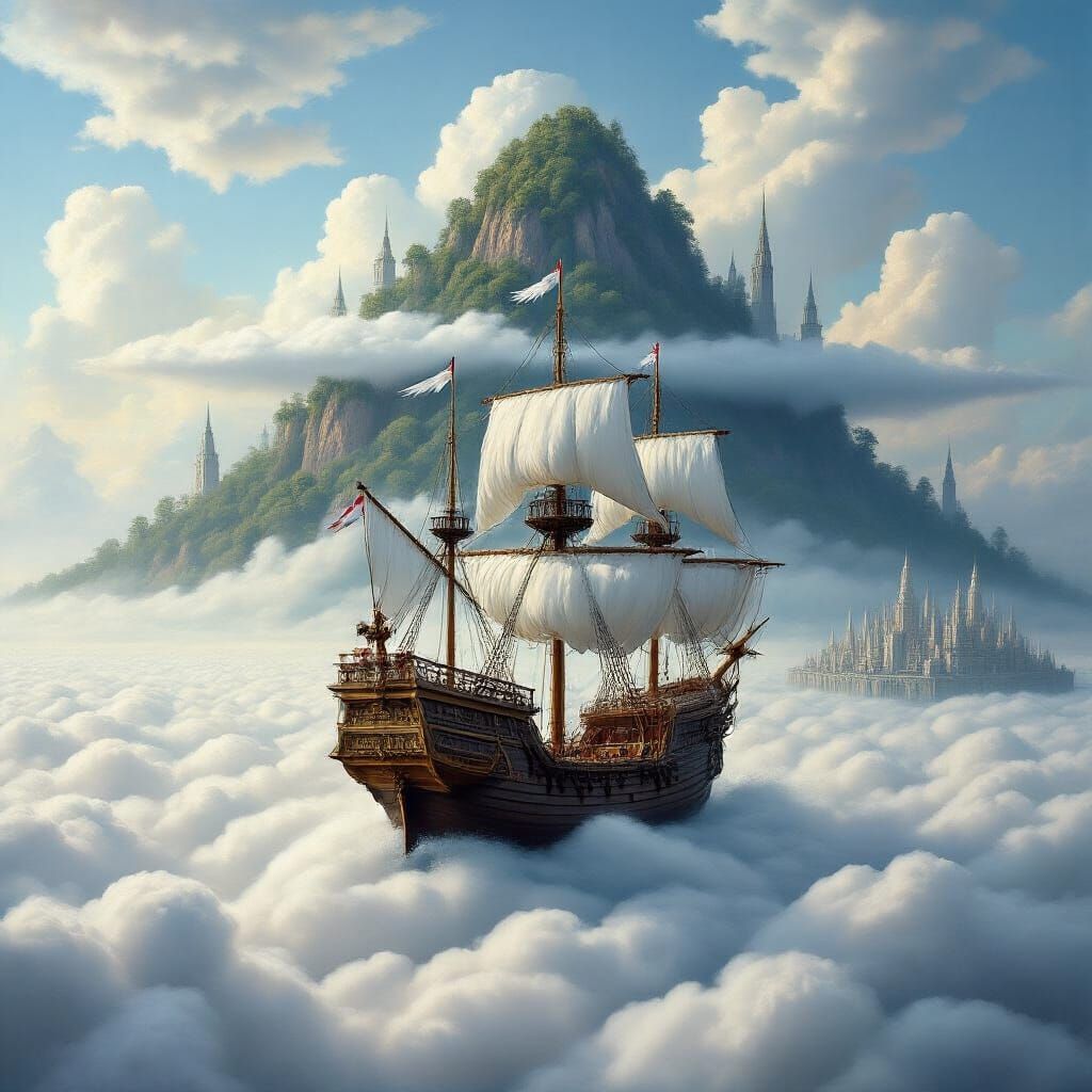 Surrealist Galleon Sailing on a Sea of Clouds