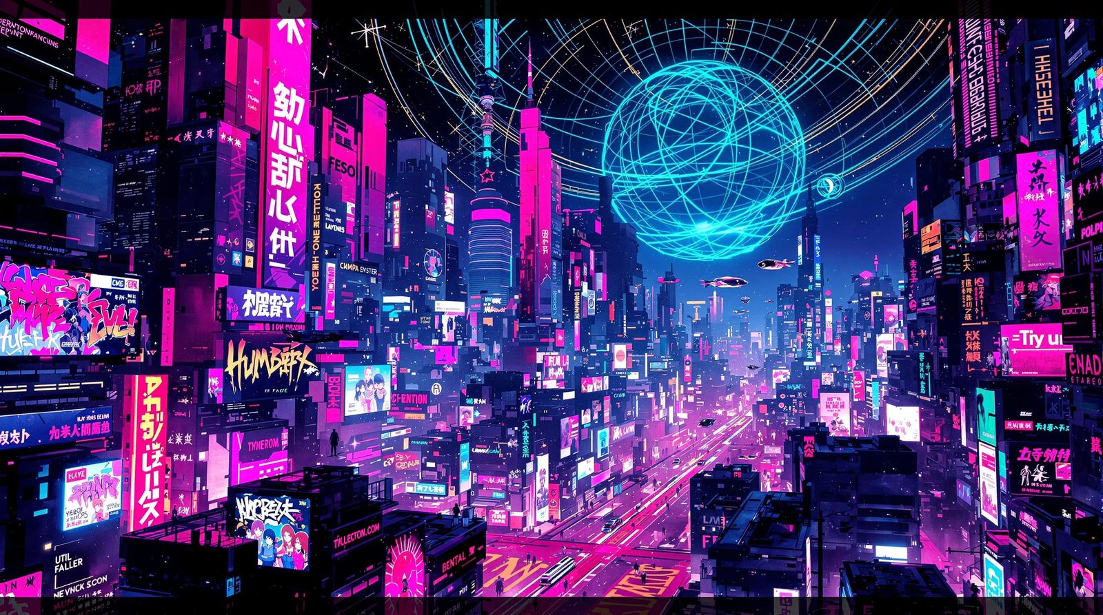 Futuristic Cyberpunk Cityscape at Night