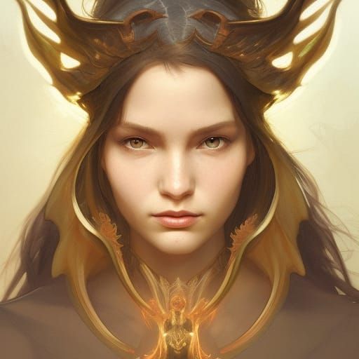 Dragon Girl Portrait in Hyperdetailed Digital Art Style