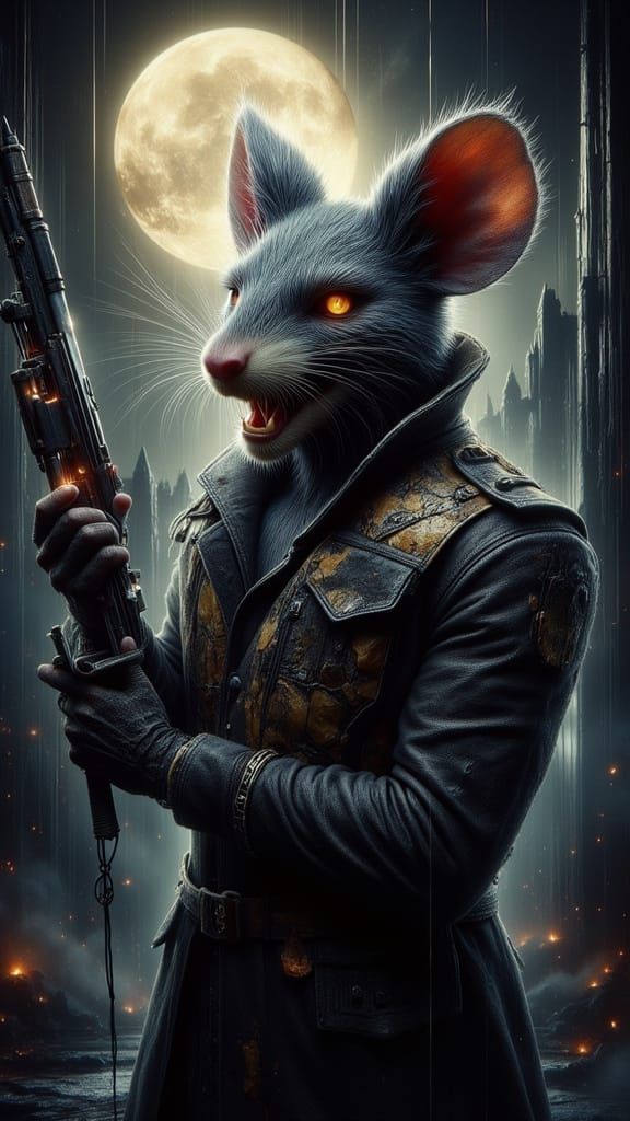 Gangster Mouse Enforcer with Swiss Cheese Tommy Gun in Noir ...