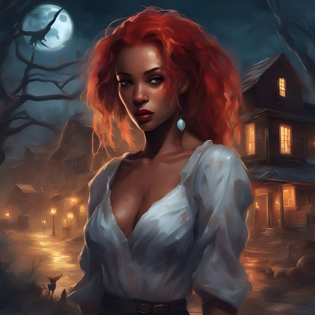 Stunning Red-Haired Beauty in a Haunted Mill Setting