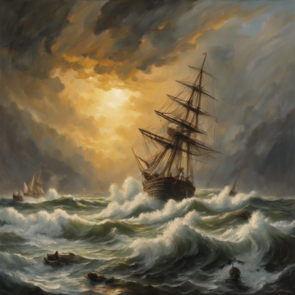 Turbulent 18th-Century Harbor Scene