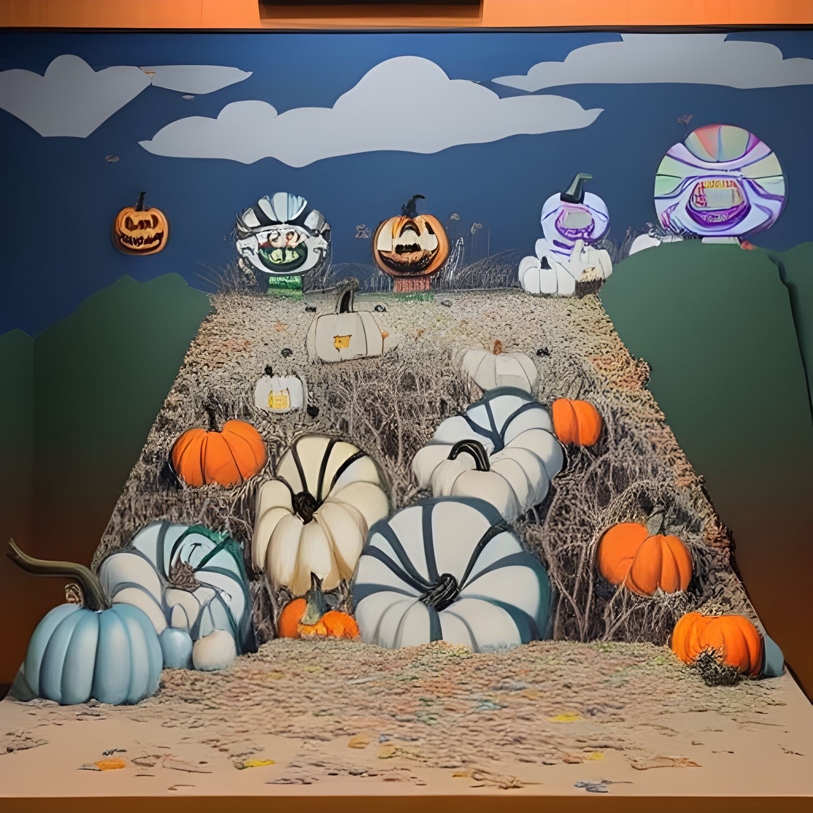Surreal Origami Pumpkin Patch in Paper Wonderland