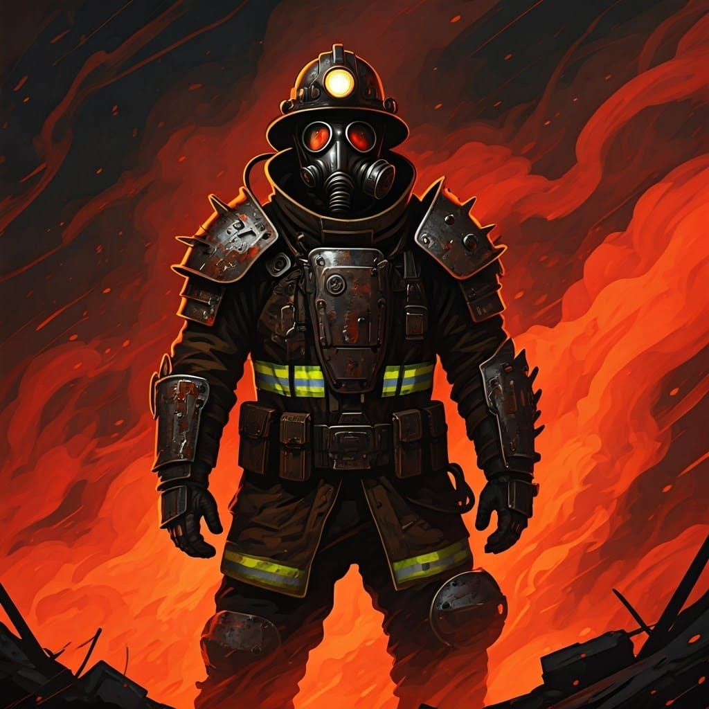 Post-Apocalyptic Miner in Toxic Red City