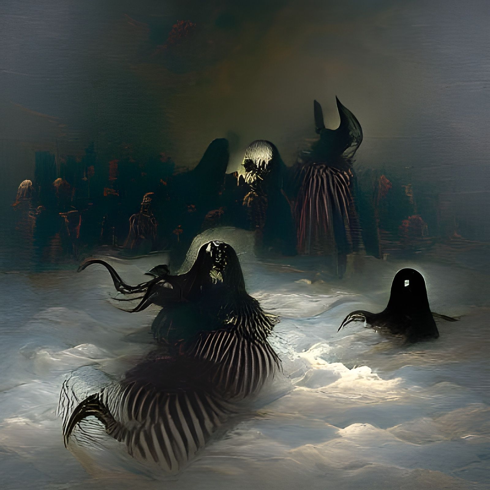 Shadow Demons in Dark Realm: Horror Art