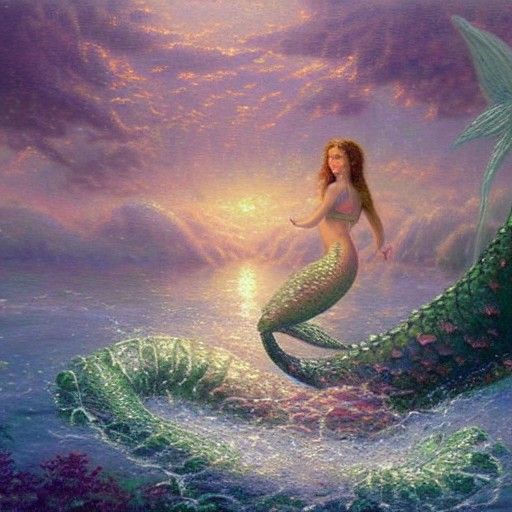 Giant Mermaid and Daughters: Ethereal Fantasy Art