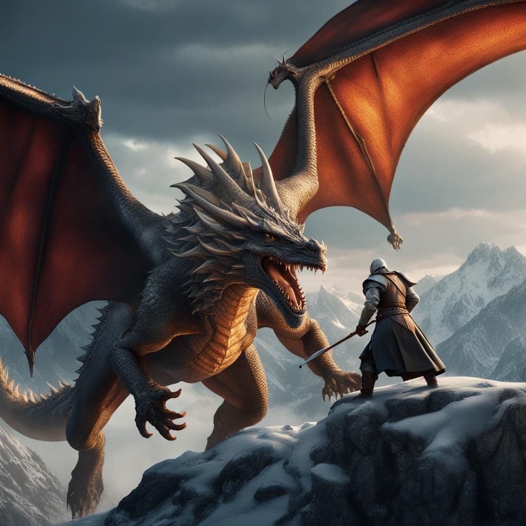 Medieval Knight Dragon Battle Tapestry